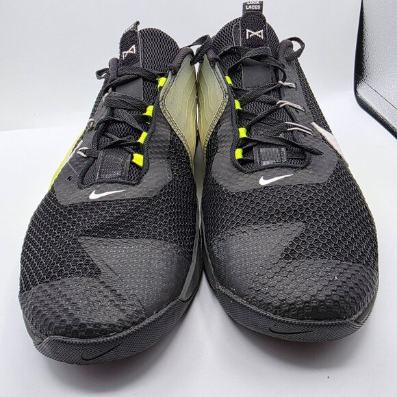 Nike Metcon 7 Black White Volt Iron Gray Mens Size 14 Athletic Shoes Gym Train - Picture 2 of 13